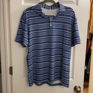 Lululemon blue/white stripped polo